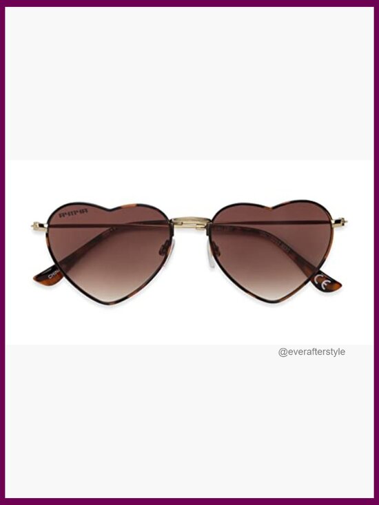 Metal Heart Sunglasses with Gradient Brown Lenses Non-Polarized UV Protection main image 5